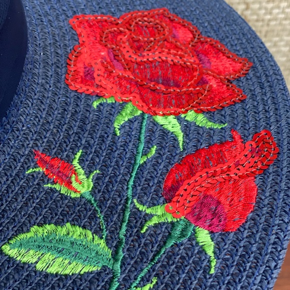 🌟3xHP🌟Glam Old Hollywood Rose Sequin Navy Hat - Picture 9 of 14